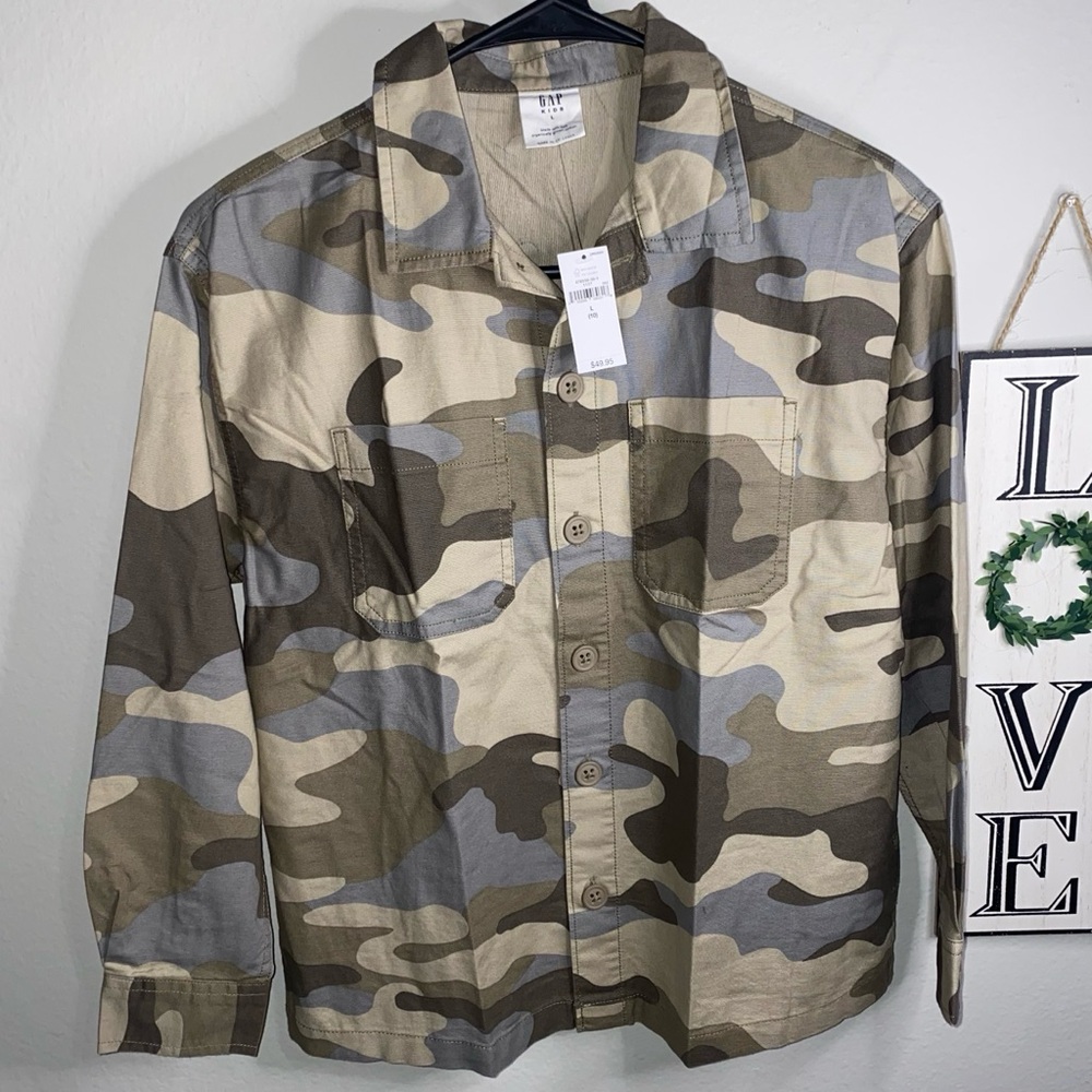 GAP KIDS BOYS ORGANIC COTTON CAMO OVERSHIRT